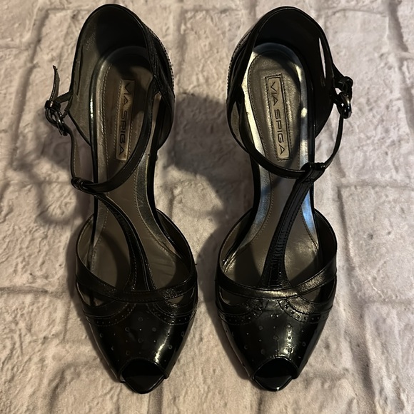 Via Spiga Open Toe Black Women’s Heels Size 8.5 - Picture 2 of 13